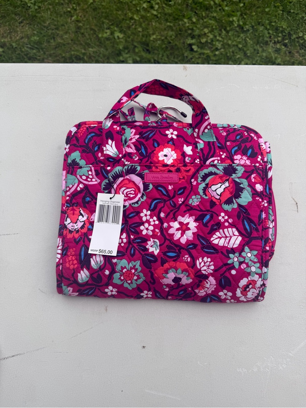 Vera Bradley Magenta Floral Quilted Hanging Cosmetic Organizer